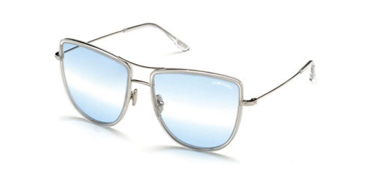 TOM FORD FT0759 16W Sunglasses Shiny Palladium Frame Gradient Blue Lens New Tom Ford Tina Blue Grey Gradient Butterfly Ladies Sunglasses  main image 3